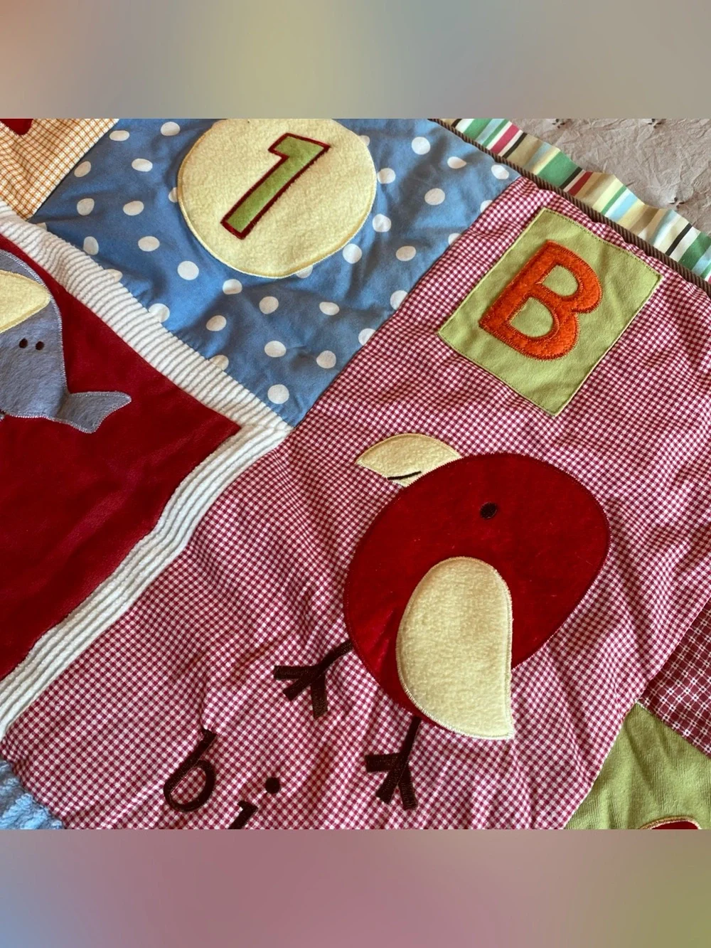CoCaLo Baby Nursery Striped Numbers Letters Animals Crib Comforter Quilt